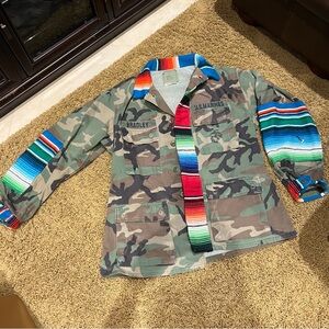 Camouflage Utility Jacket with Multicolor Accents